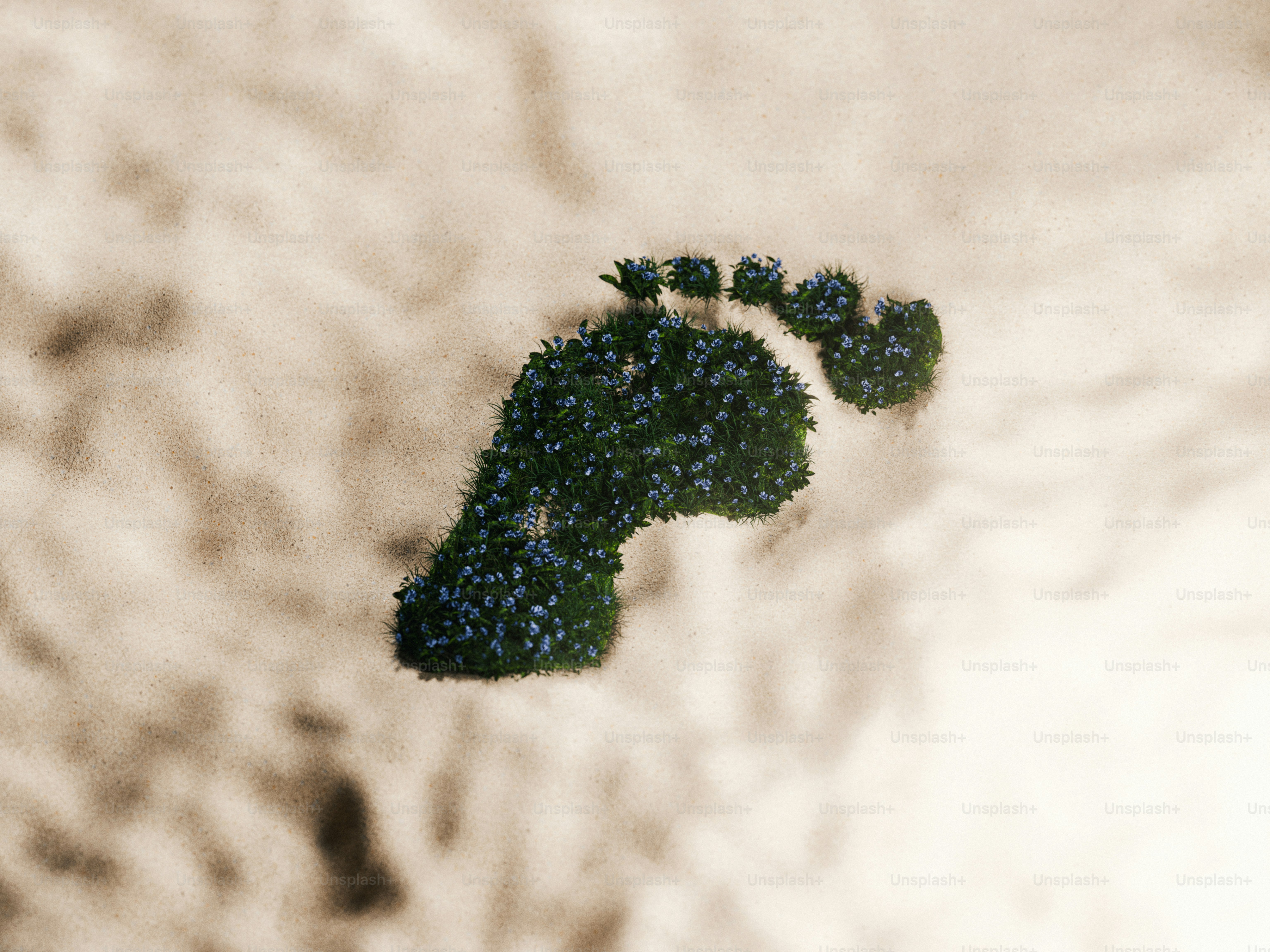 Green footprint shape made of trees and flowers
